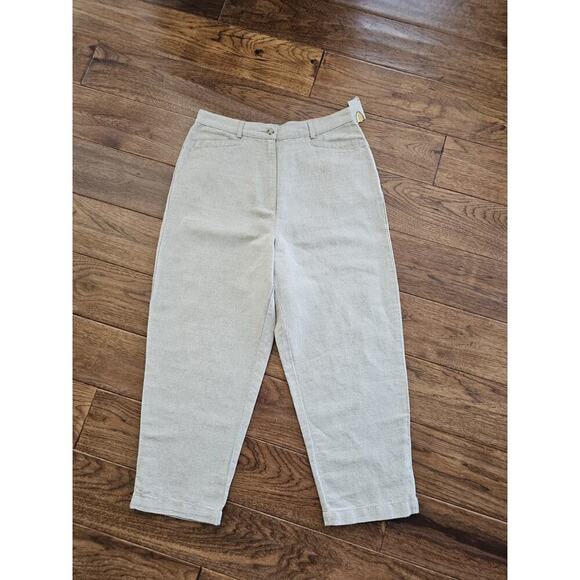 Talbots Pure Linen Irish Blend Cropped Pants Women's 10P NWT Lagenlook - Picture 1 of 9
